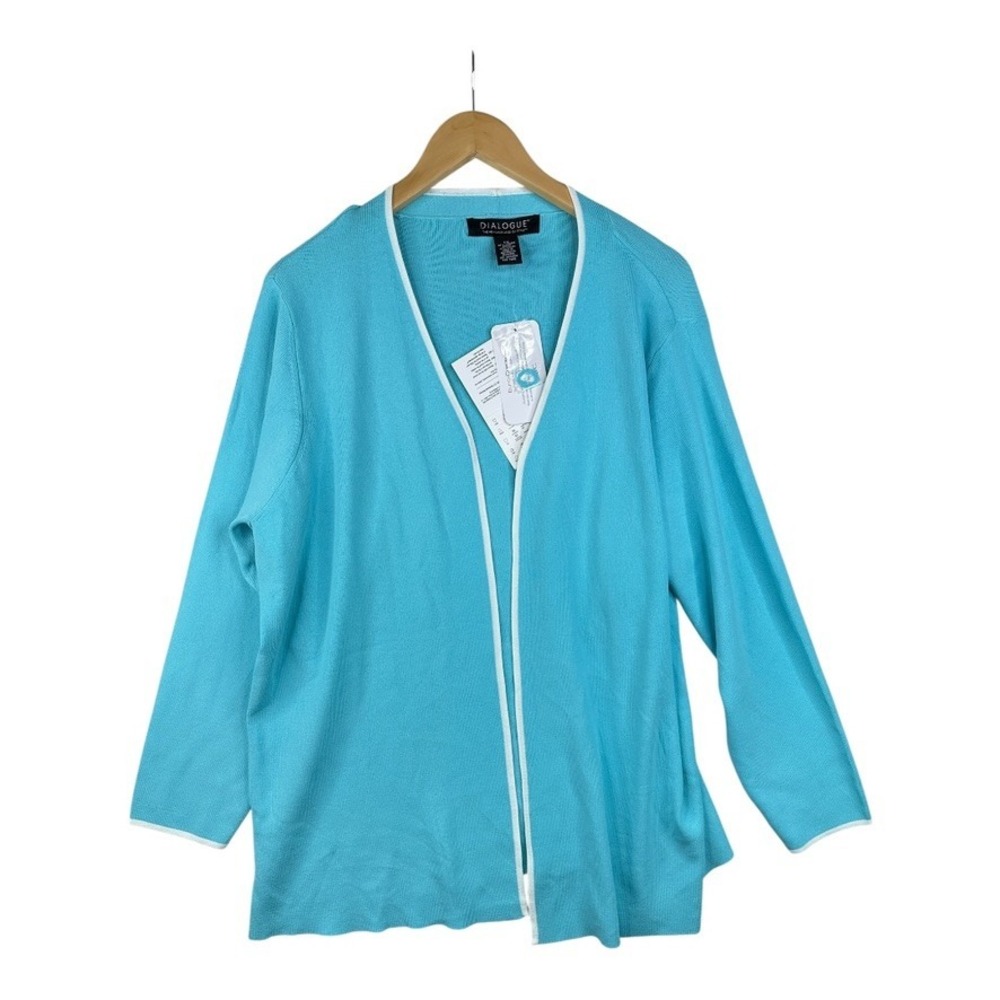 New Dialogue Open Cardigan‎ Sweater size 1X Light Blue